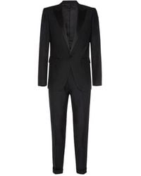 DSquared² - Kostuums ,Zwart ,Wol Zwarte Zijde En Wollen Avondjurk - Lyst
