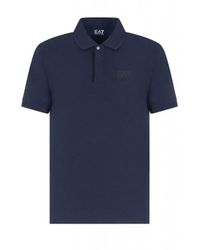 EA7 - Tops ,Blauw ,Katoen Visibility Stretch Katoen-Jersey Polo Shirt - Lyst