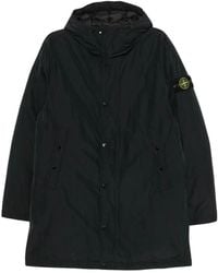 Stone Island - Jassen ,Zwart ,Leer Parka Met Capuchon - Lyst