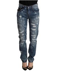 Dolce & Gabbana - Distressed Denim Boyfriend Skinny Jeans - Lyst