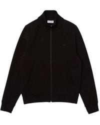 Lacoste - High Neck Cotton Zip Sweatshirt - Lyst