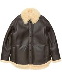 Acne Studios - Jassen ,Bruin ,Leer Shearling Shirt Jacket - Lyst
