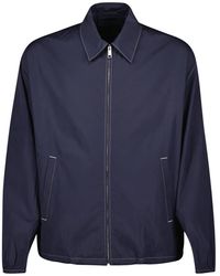 Prada - Jassen ,Blauw ,Katoen Marineblauwe Windbreaker Jas - Lyst