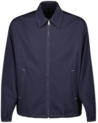 Prada - Jassen ,Blauw ,Katoen Marineblauwe Windbreaker Jas - Lyst