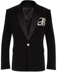 Balmain - Sakko Mit Logo-Applikation - Lyst