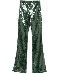 Oséree - Broeken ,Groen ,Polyester Sequin Broeken - Lyst