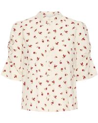 Ichi - Bluse Mit Blumenmuster Und Mandarin-Kragen - Lyst