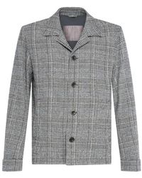 Herno - Jassen ,Grijs ,Wol Prince Of Wales Jacket - Lyst