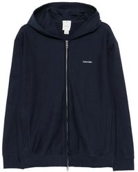 Calvin Klein - Hoodies & Sweatvesten ,Blauw ,Katoen Micro Logo Double Fz Hoodie - Lyst