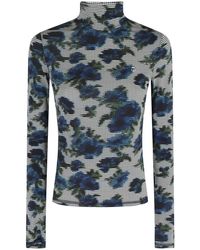 Coperni - Truien & Vesten ,Blauw ,Pixel Bloemen Hoge Hals Top - Lyst