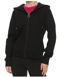 Guess - Schwarzer hoodie mit durchgehendem reißverschluss - Lyst