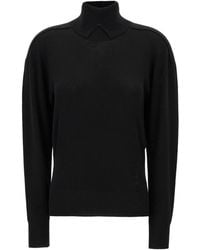 Burberry - Truien & Vesten ,Zwart ,Wol Geribbelde Coltrui - Lyst
