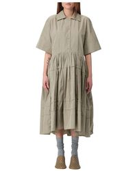 Jil Sander - Grünes Baumwoll Midi Kleid - Lyst
