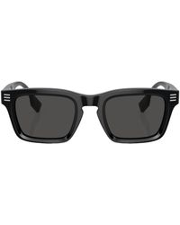Burberry - Rechteckige schwarze sonnenbrille - Lyst