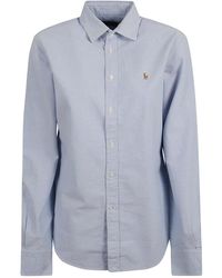 Ralph Lauren - Camicia blu polo pony in cotone - Lyst