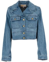 Michael Kors - Cropped Denim Jacket - Lyst
