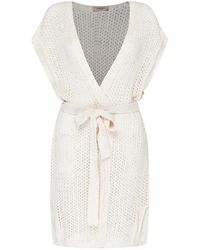 Twinset - Truien & Vesten ,Wit ,Katoen Witte Lange Vest Met Open Design - Lyst