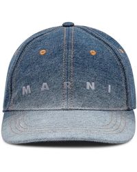 Marni - Accessoires ,Blauw ,Katoen Logo Cap - Lyst