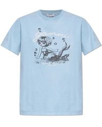 Ganni - T-Shirt Met Print - Lyst