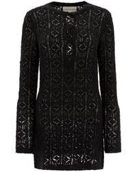 Loulou de Saison - Zwarte Jurk Elegant Katoen-Zijde Mix - Lyst