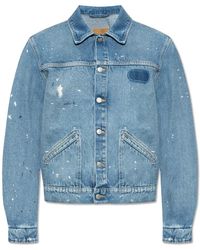 MM6 by Maison Martin Margiela - Giacca di jeans con effetto pittura - Lyst