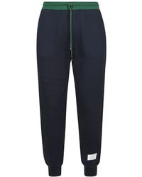 Thom Browne - Broeken ,Blauw ,Katoen Trainingsbroeken Met Kleurblokken - Lyst