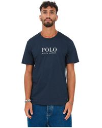 Ralph Lauren - Blaues logo print casual t-shirt - Lyst