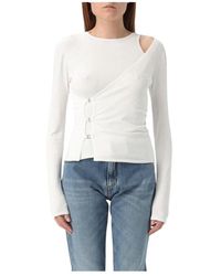 Pinko - Weiße Stricktop Mit Ausschnitt - Lyst