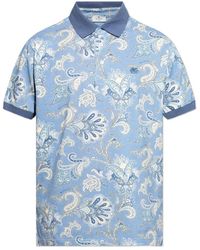 Etro - Tops ,Blauw ,Katoen Katoenen Polo Shirt Met Decoratief Patroon - Lyst
