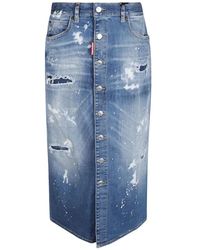 DSquared² - Dsquered distressed effect midi skirts - Lyst