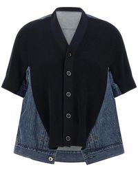 Sacai - Truien & Vesten ,Blauw ,Denim Denim X Knit Cardigan - Lyst