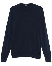 Fedeli - Blauer rundhalsausschnitt pullover lange ärmel - Lyst