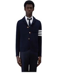 Thom Browne - Kostuums ,Blauw ,Wol Single Breasted Fine Merino Wool 4 Bar Cardigan - Lyst