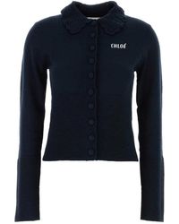Chloé - Fitted Logo Cardigan - Lyst