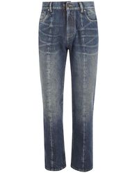 Versace - Distressed Rechte Jeans - Lyst