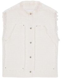 MSGM - Jassen ,Wit ,Katoen Frayed Buttoned Vest - Lyst