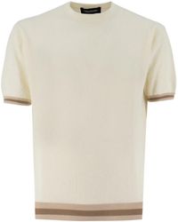 Drumohr - Katoenen Crew-Neck T-Shirt Met Stijlvolle Inzet - Lyst
