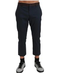 Dolce & Gabbana - Broeken ,Bruin ,Leer Logo Gedetailleerde Cropped Broek - Lyst