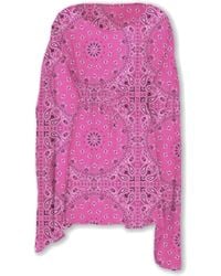 MC2 Saint Barth - Kleedjes ,Roze ,Lange Poncho Met Patroon - Lyst