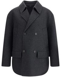 Fendi - Jassen ,Grijs ,Wol Wollen Vilt Double-Breasted Caban Jas - Lyst