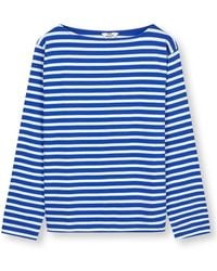 Mads Nørgaard - Gestreiftes langarmshirt bluing/white alyssum - Lyst