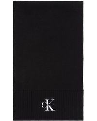 Calvin Klein - Sciarpa nera a maglia - Lyst
