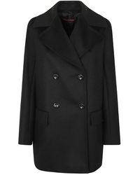 Max Mara - Zwarte Wollen Double-Breasted Jas - Lyst