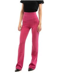 Patrizia Pepe - Broeken ,Roze ,Polyester Flared Polyester Broek - Lyst
