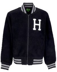 Huf - Jassen ,Zwart ,Polyester Zwarte Sherpa Varsity Jack Met Rits - Lyst