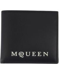 McQueen - Accessoires ,Zwart ,Leer Zwart Grijs Leren Portemonnee Stijlvol Ontwerp - Lyst