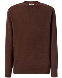 MC2 Saint Barth - Truien & Vesten ,Bruin ,Wol Crew Neck Witte Trui - Lyst
