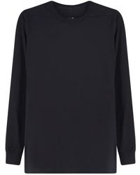 Rick Owens - Tops ,Zwart ,Katoen T-Shirt Met Lange Mouwen En Ronde Hals - Lyst