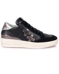 GIO+ - Schoenen ,Zwart ,Leer Zwarte Leren Sneakers Met Verwijderbare Binnenzool - Lyst