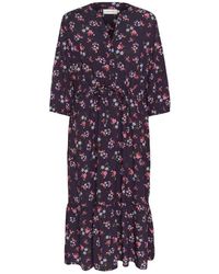 Cream - Kleedjes ,Zwart ,Roze En Blauwe Bloemen Jurk - Lyst